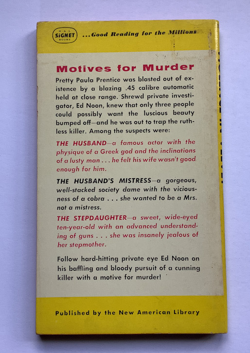VIOLENCE IN VELVET US Pulp Fiction Crime book 1956 1st edition